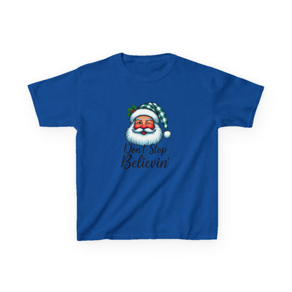 Santa Dino Don't Stop Believin' Kids Christmas Tee