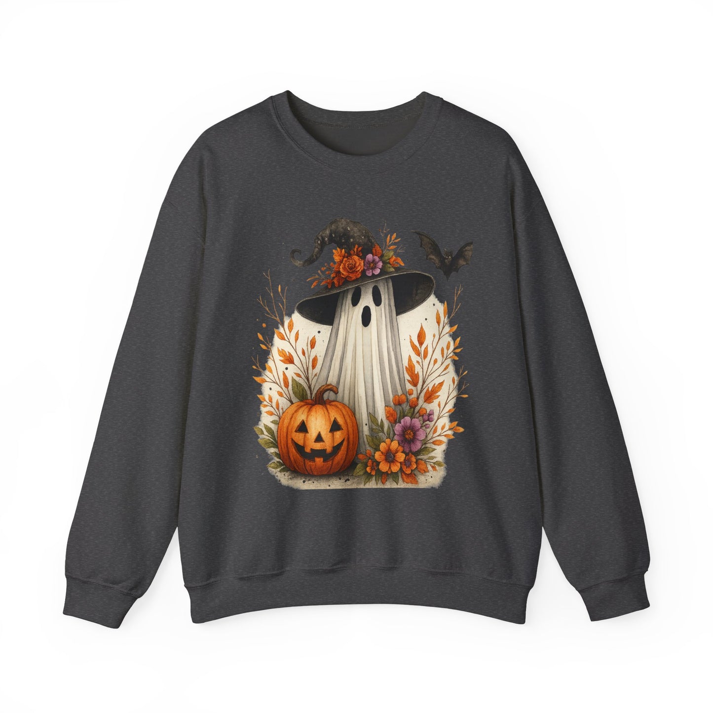 Halloween Ghost Crewneck Sweatshirt, Cozy Fall Apparel, Cute Ghost Design, Pumpkin Sweatshirt, Unisex Halloween Gift