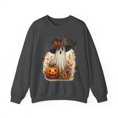Halloween Ghost Crewneck Sweatshirt, Cozy Fall Apparel, Cute Ghost Design, Pumpkin Sweatshirt, Unisex Halloween Gift