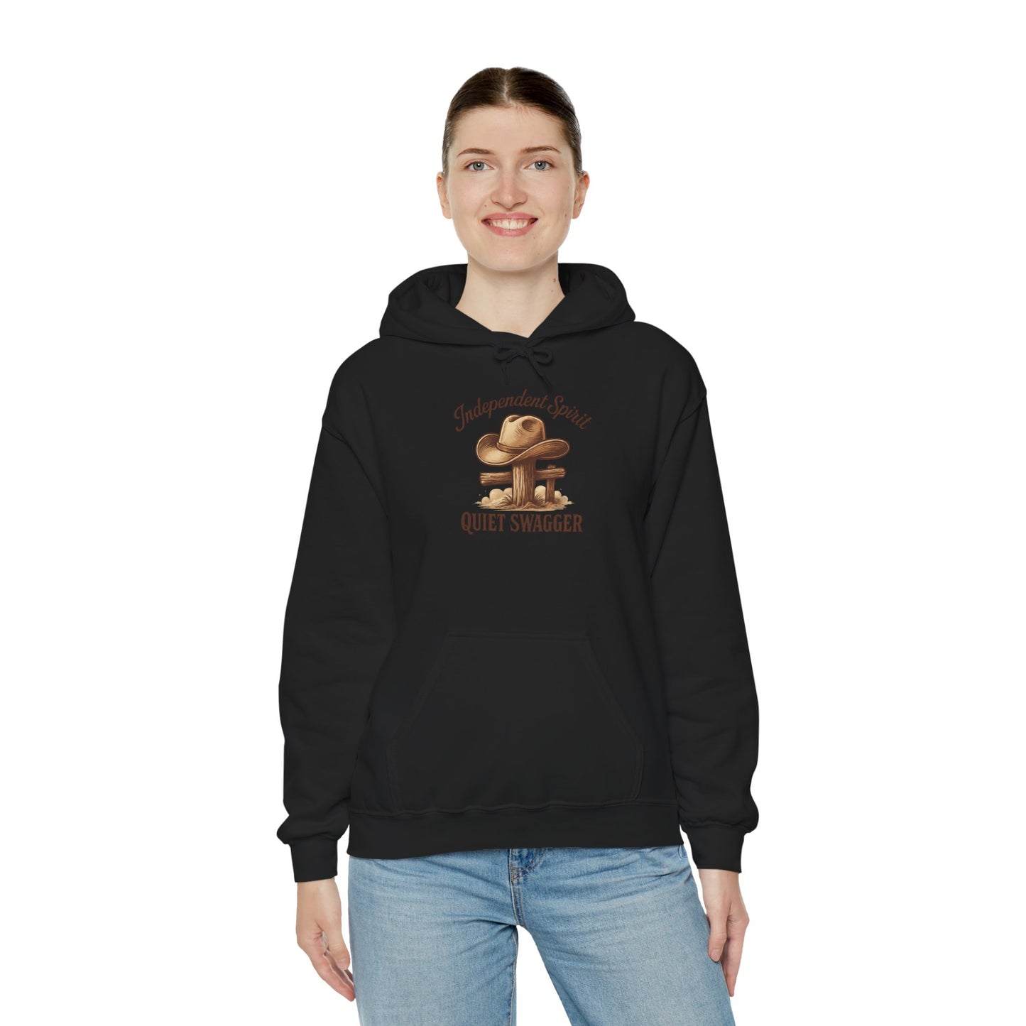 Quiet Swagger Hoodie – "Independent Spirit" Cowboy Hat Graphic Pullover