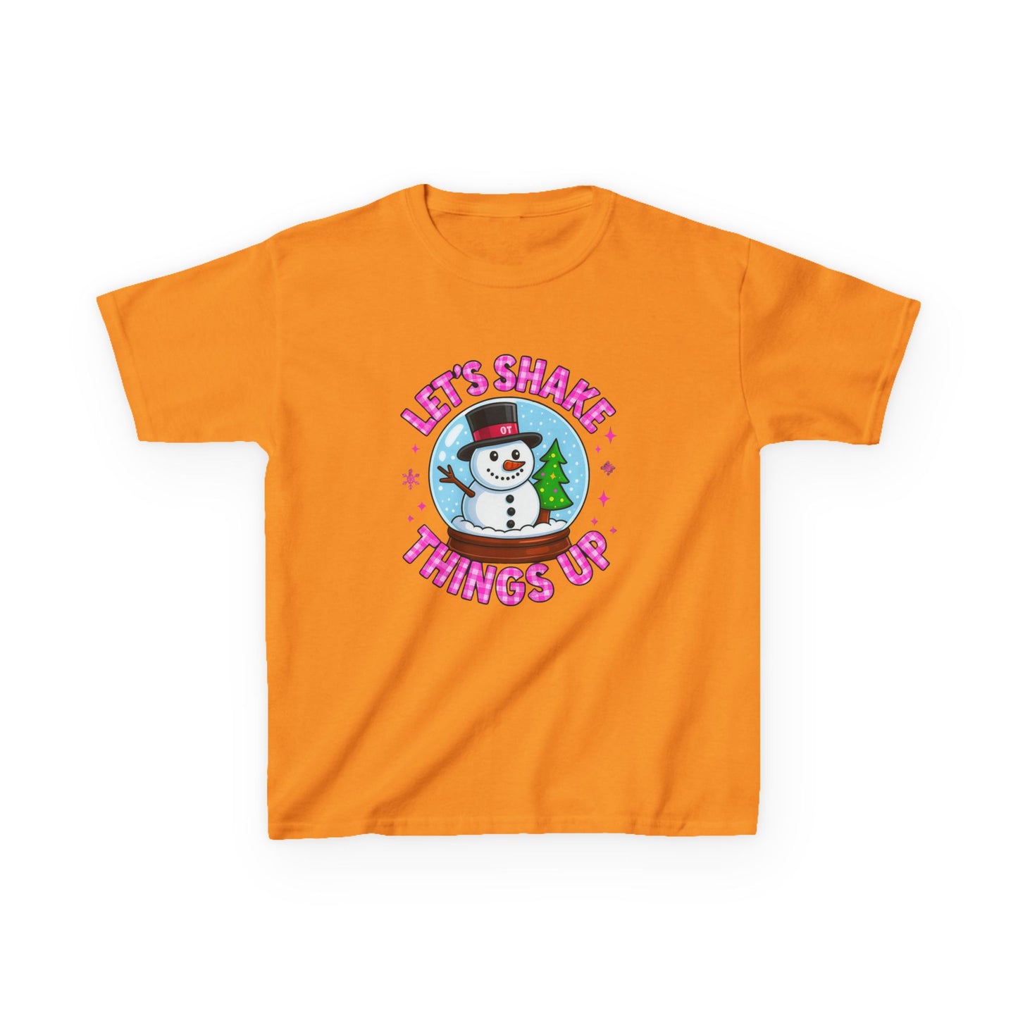 Shake Things Up! Snowman & Dino Christmas Kids Tee