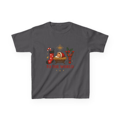Joy to the World Dino Christmas Kids Tee