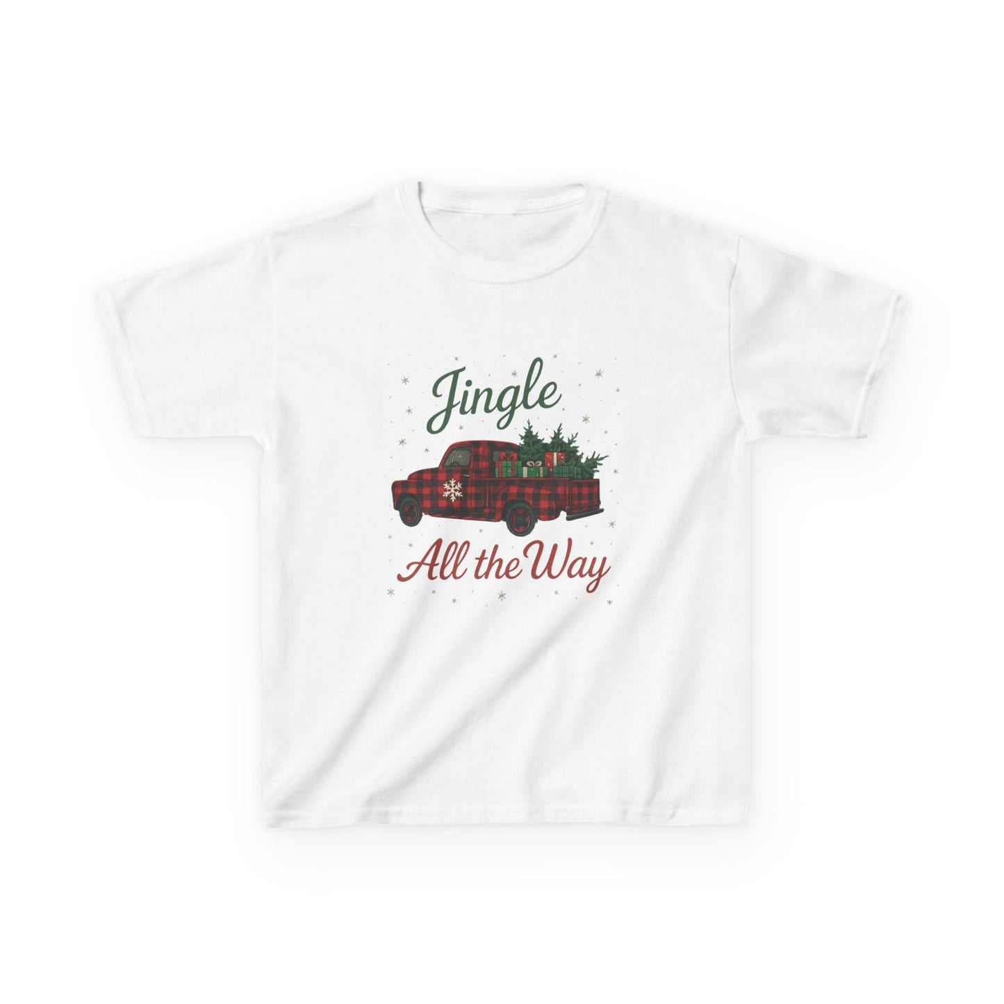 Jingle All The Way Dino Truck Kids Christmas Tee