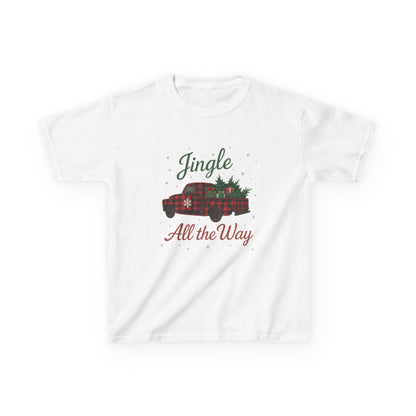 Jingle All The Way Dino Truck Kids Christmas Tee