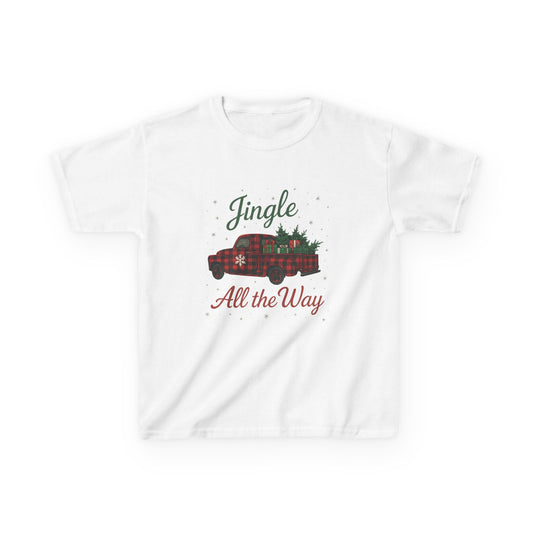 Jingle All The Way Dino Truck Kids Christmas Tee