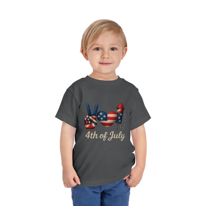 4th of July Peace & Heart Tee: Patriotic Toddler Shirt