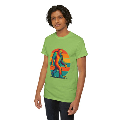 Colorful Bigfoot Unisex T-Shirt, Fun Graphic Tee for Nature Lovers, Perfect for Holidays, Festivals, Camping, Gifts