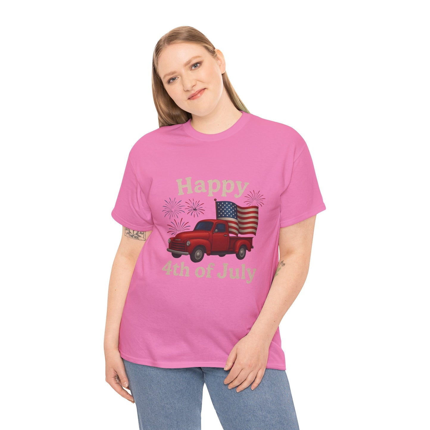 🚙 Happy 4th of July Truck Tee – Patriotic Vintage Pickup Shirt