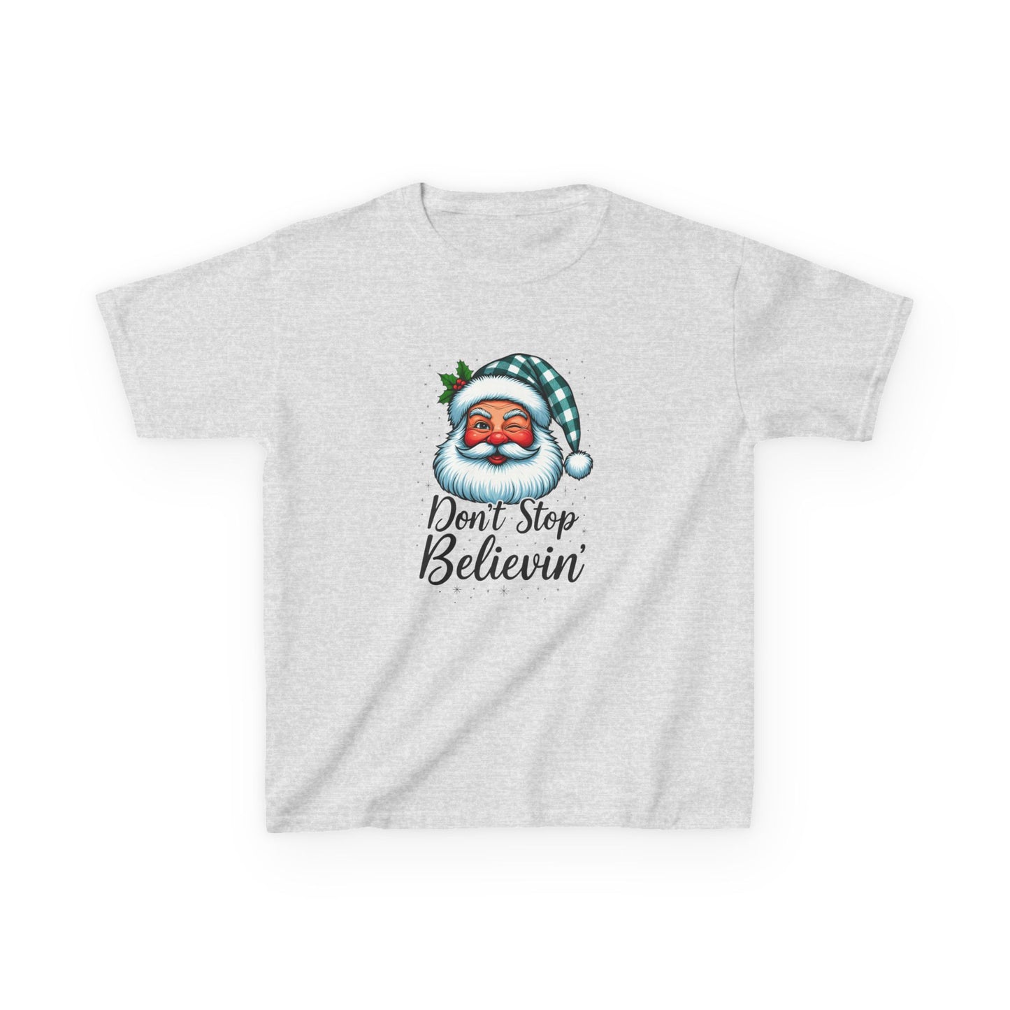 Santa Dino Don't Stop Believin' Kids Christmas Tee