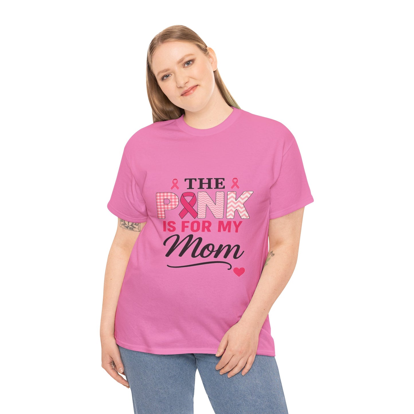 Mom's Strength: Pink Ribbon Breast Cancer Awareness Tee