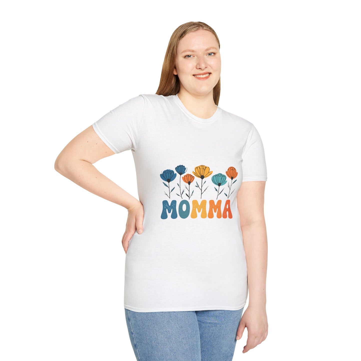Momma Floral Softstyle T-Shirt | Perfect for Mother's Day, Gifts for Moms, Casual Wear, Spring Fashion, Family Gatherings