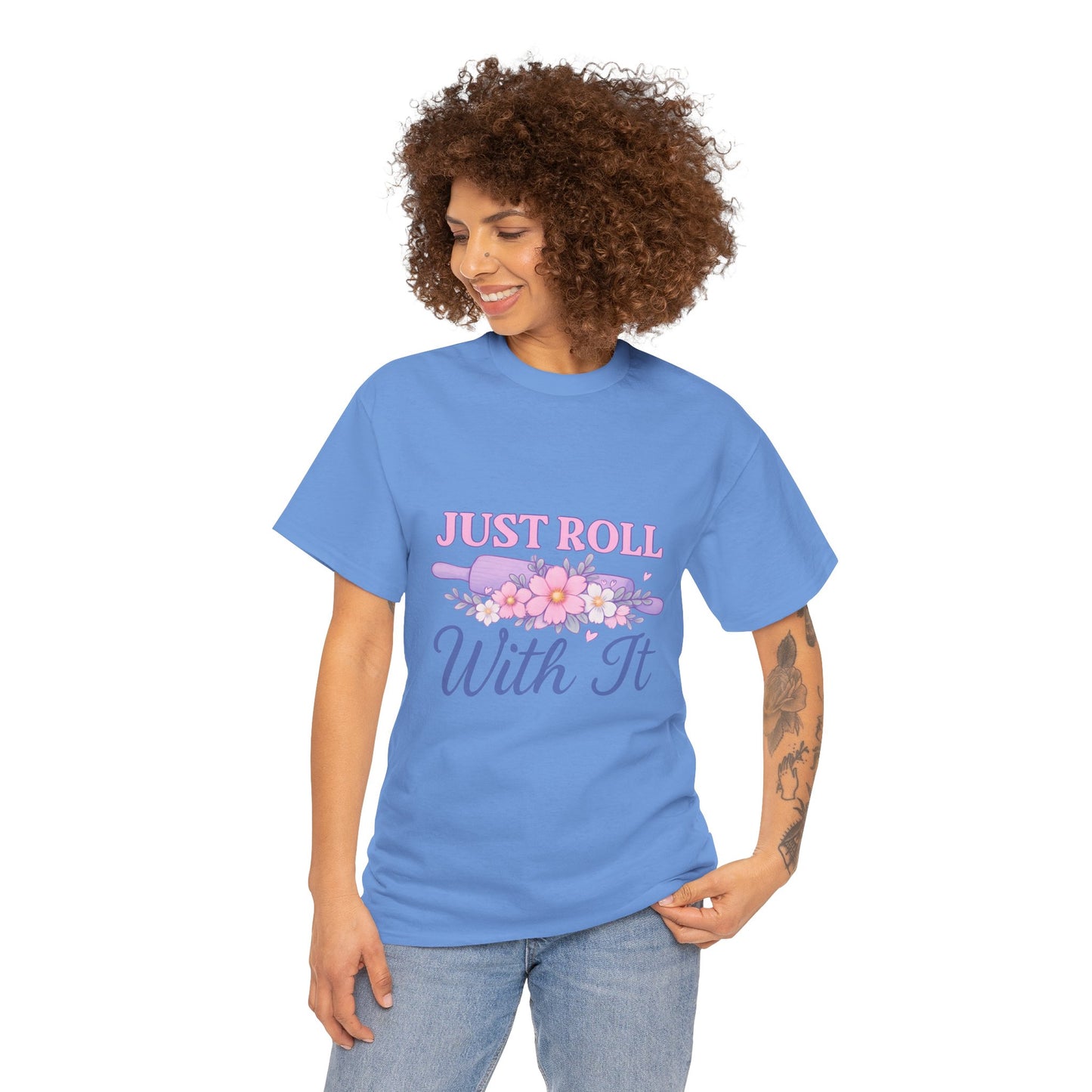 Floral Tee 'Just Roll With It'