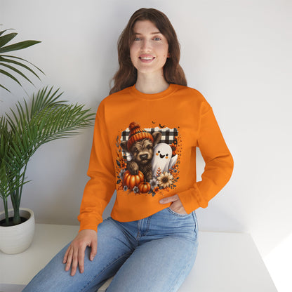 Cute Halloween Dog & Ghost Crewneck Sweatshirt
