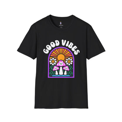Good Vibes Unisex Softstyle T-Shirt, Fun Graphic Tee, Summer Vibe Shirt, Gift for Friends, Eco-Friendly Fashion