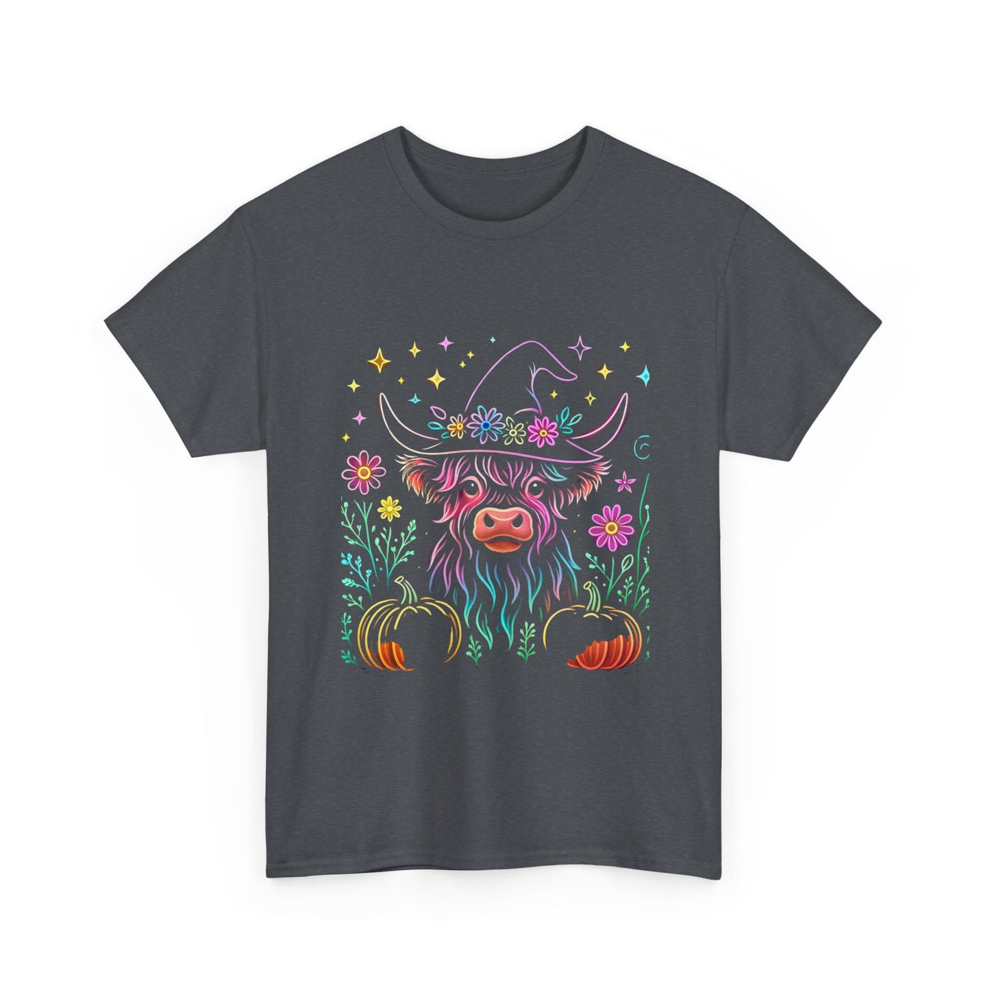 🎃 Magical Highland Cow Tee – Witchy Pumpkin Farm Shirt