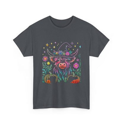 🎃 Magical Highland Cow Tee – Witchy Pumpkin Farm Shirt