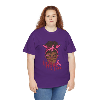 Hope Love Faith Black Woman Pink Ribbon Tee