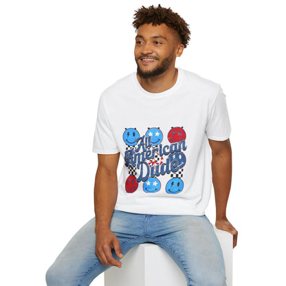 All American Dude Unisex T-Shirt, Patriotic Tee, Summer Fashion, Gift for Him, July 4th Celebration, Casual Wear