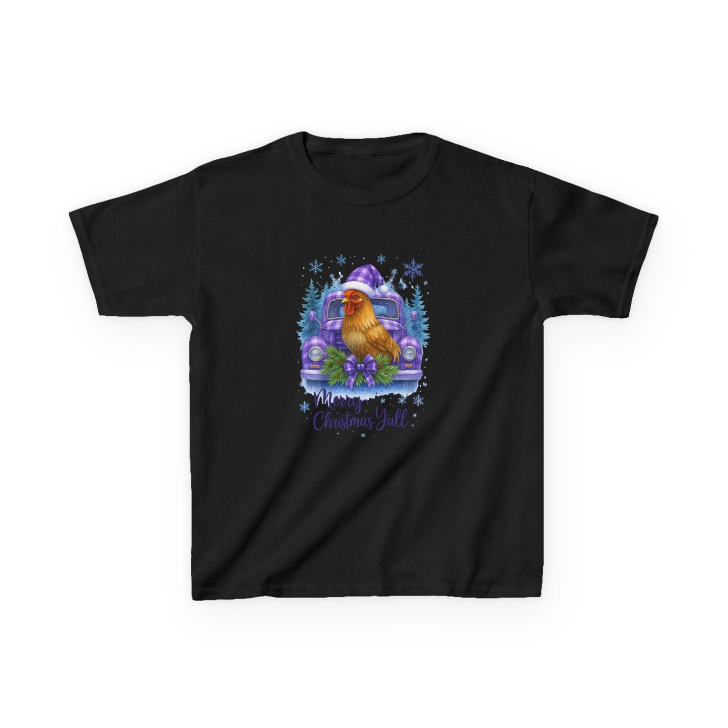Merry Christmas Y'all Chicken Truck Tee - Kids Holiday Shirt