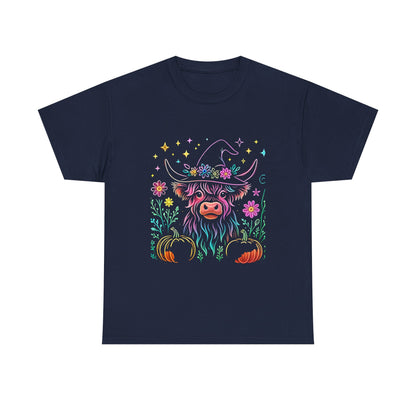 🎃 Magical Highland Cow Tee – Witchy Pumpkin Farm Shirt