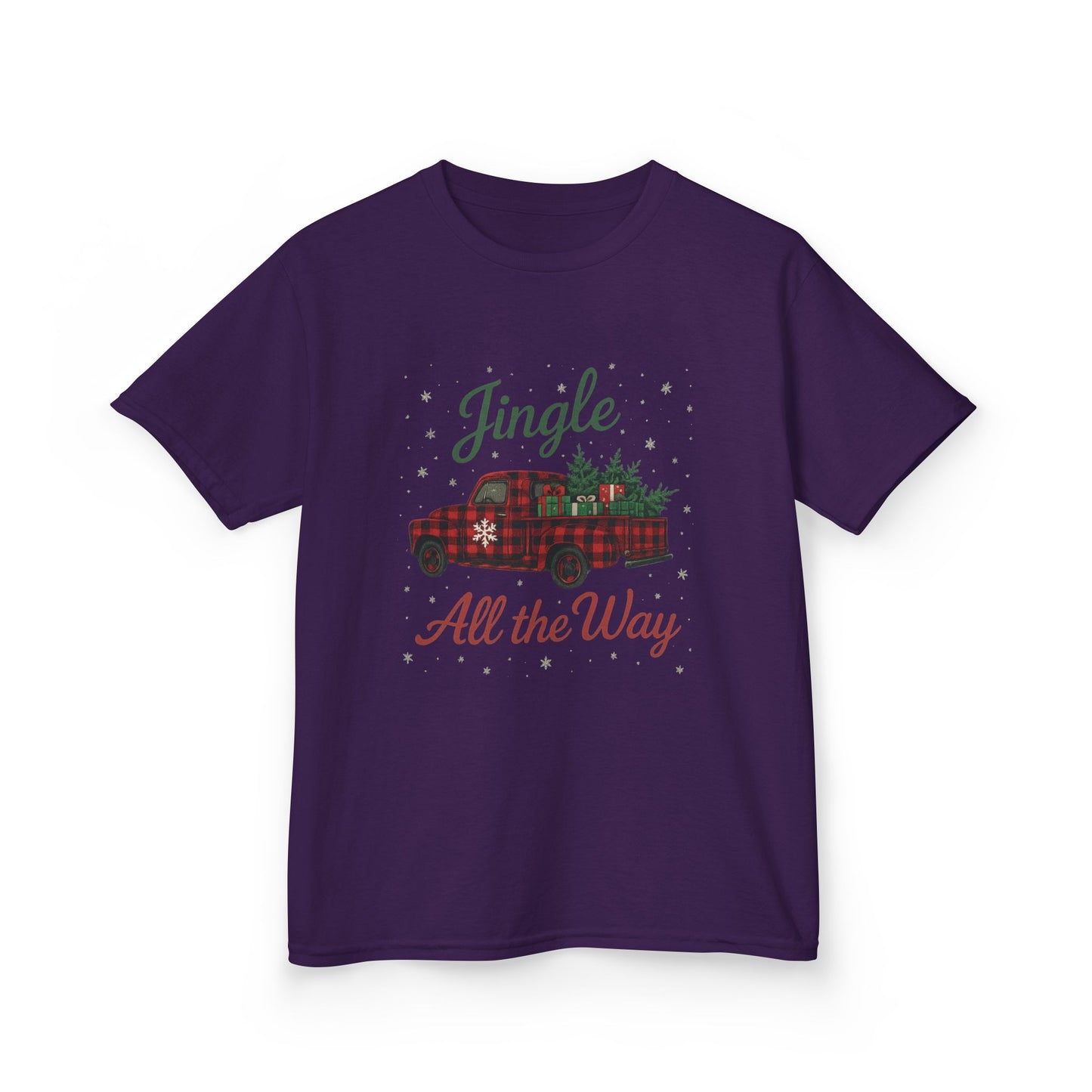 Jingle All The Way Dino Truck Kids Christmas Tee