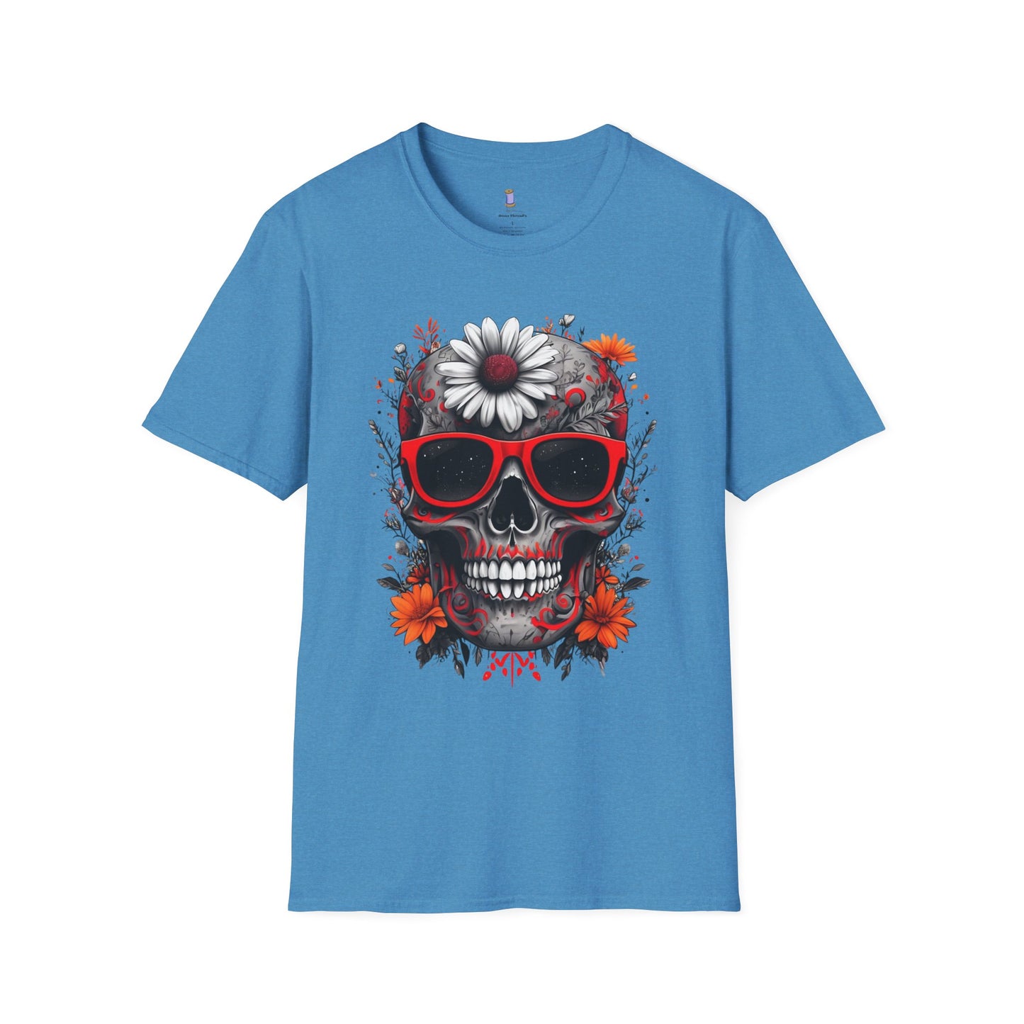 Skull & Flower Graphic T-Shirt, Unisex Casual Tee, Edgy Fashion Wear, Festival Outfit, Gift for Halloween & Day of the Dead