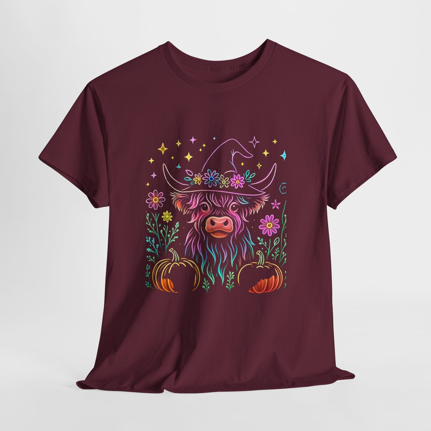 🎃 Magical Highland Cow Tee – Witchy Pumpkin Farm Shirt