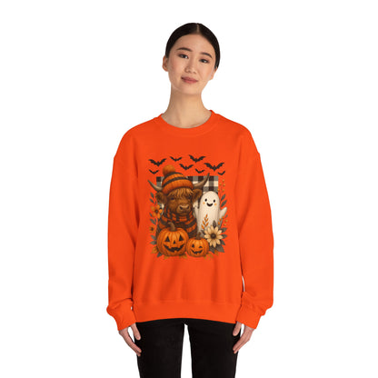 Happy Halloween Cow & Ghost Crewneck Sweatshirt