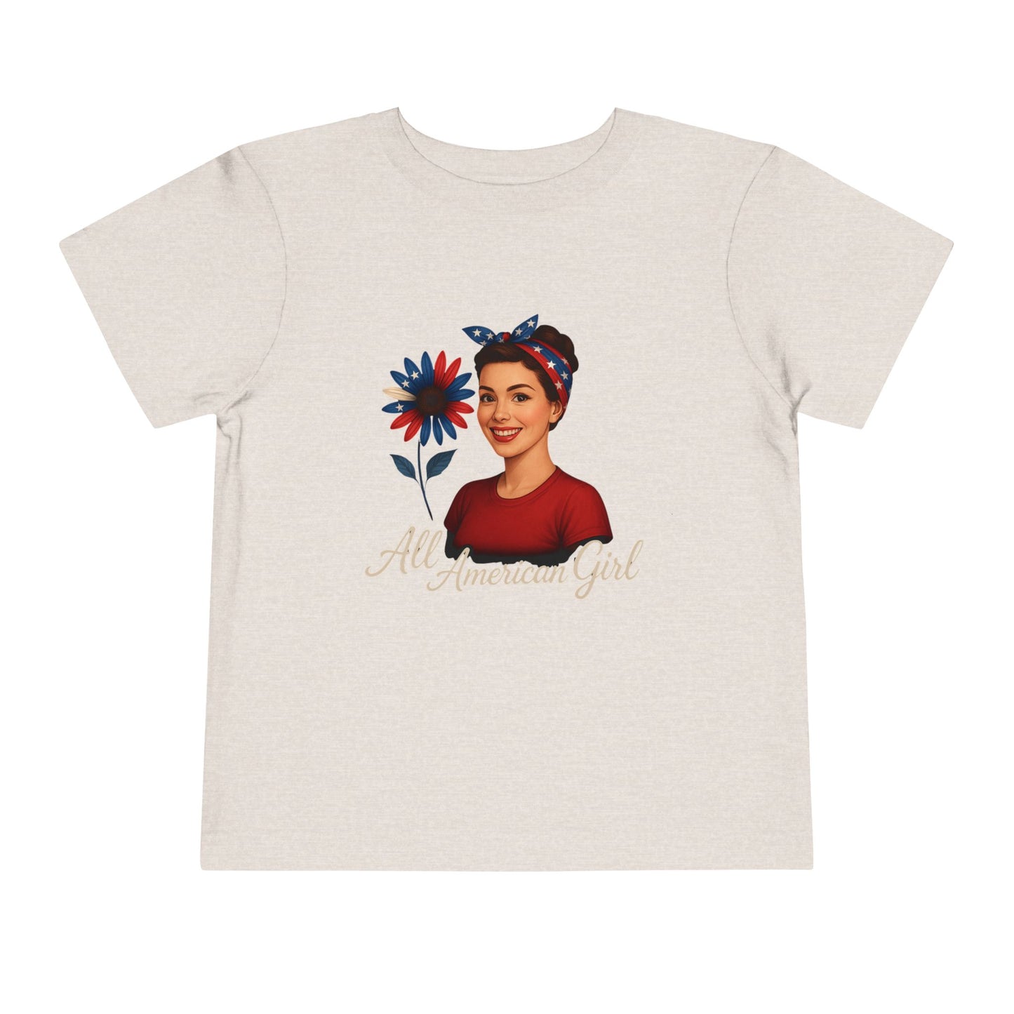 Toddler Tee All American Girl Patriotic Floral Shirt
