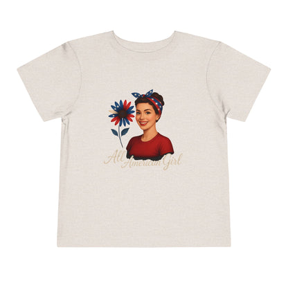 Toddler Tee All American Girl Patriotic Floral Shirt