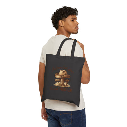 Quiet Swagger Canvas Tote Bag — "Independent Spirit" Cowboy Hat Design