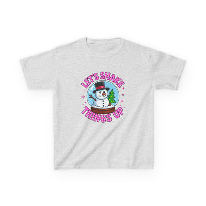 Shake Things Up! Snowman & Dino Christmas Kids Tee