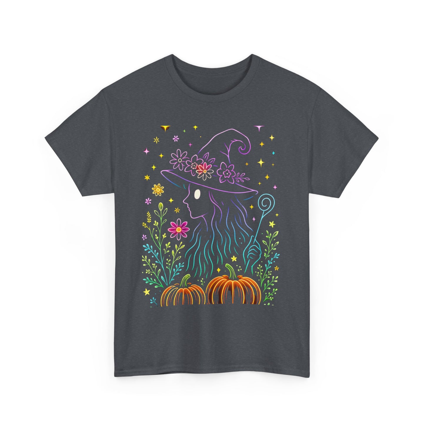 🌙 Whimsical Witch Cat Tee – Magical Halloween Pumpkin Shirt