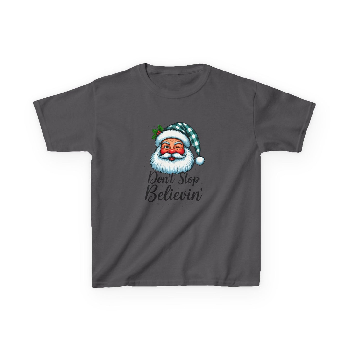 Santa Dino Don't Stop Believin' Kids Christmas Tee