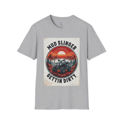 Mud Slinger Unisex Softstyle T-Shirt, Adventure Tee, Off-Road Enthusiast Shirt, Gift for Mud Lovers, Outdoor Sportswear, Gettin Dirty Tee