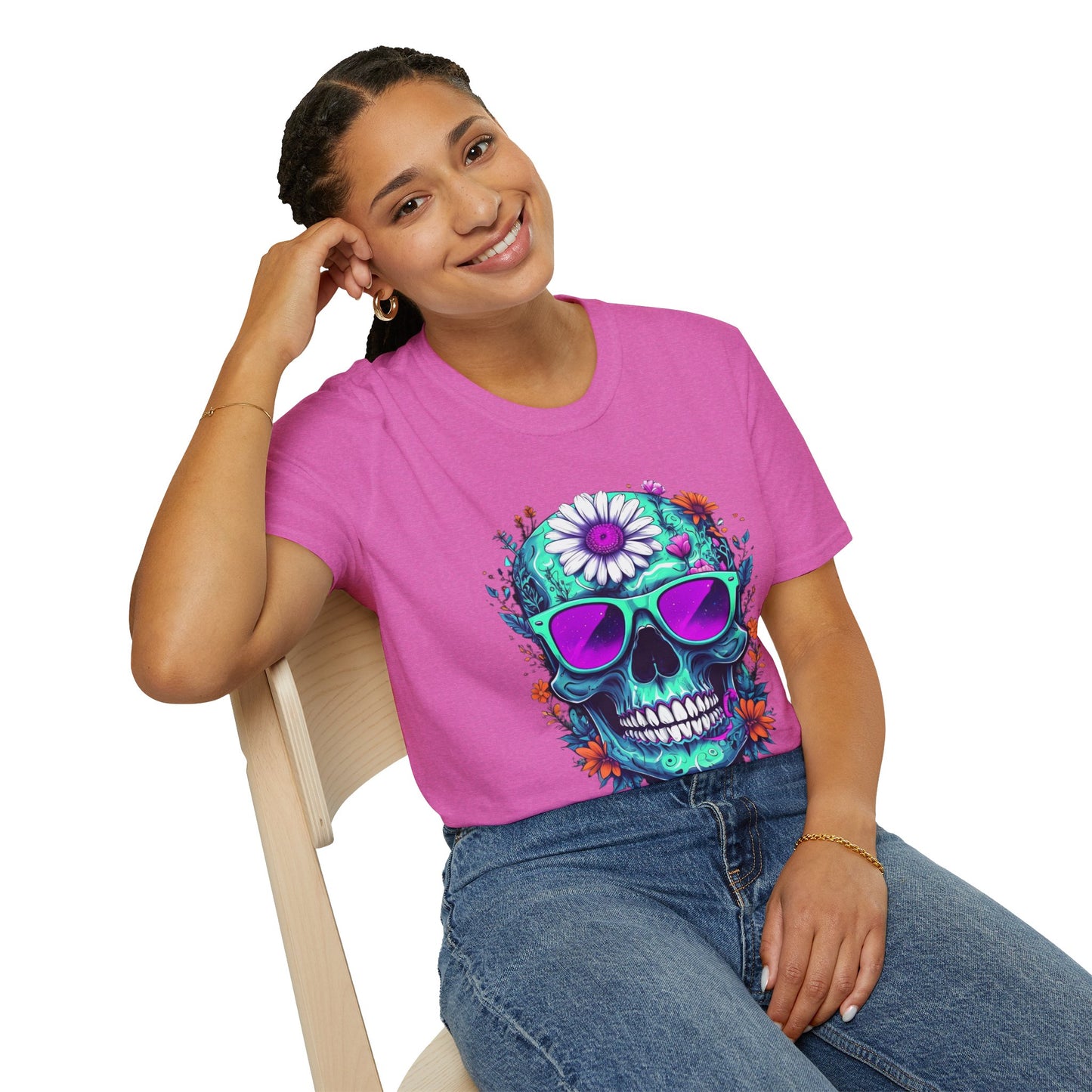 Vibrant Skull Graphic Tee, Edgy Unisex T-Shirt, Festival Wear, Vintage Inspired Tops, Halloween Must-Have, Cool Casual Style