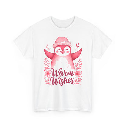 Warm Wishes Pink Penguin Tee - Holiday Tee