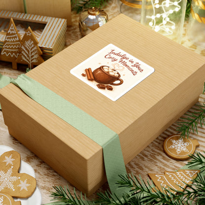 Cozy Hot Chocolate Sticker — "Indulge in Your Cozy Moments" Kiss-Cut Decal