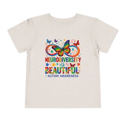Toddler Tee - Neurodiversity is Beautiful Butterfly Rainbow Puzzle Piece Tee