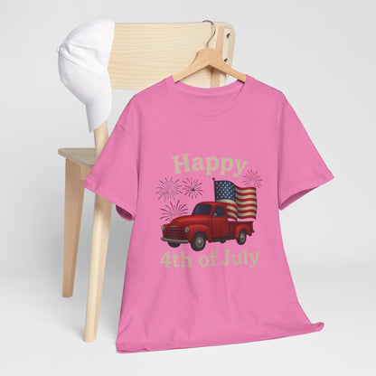 🚙 Happy 4th of July Truck Tee – Patriotic Vintage Pickup Shirt
