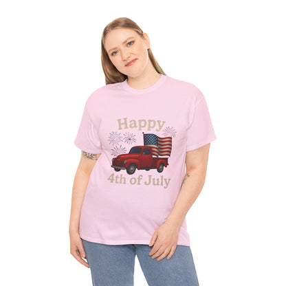 🚙 Happy 4th of July Truck Tee – Patriotic Vintage Pickup Shirt