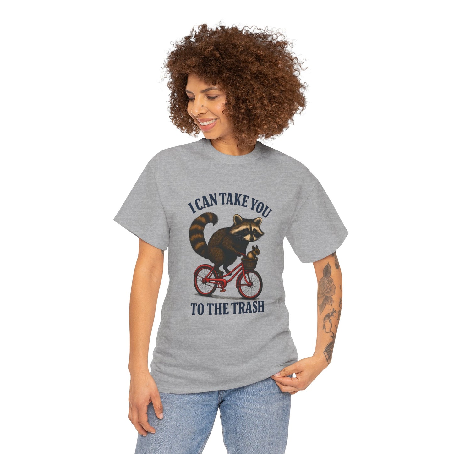 Cotton Tee Vintage Raccoon Bicycle Graphic Shirt