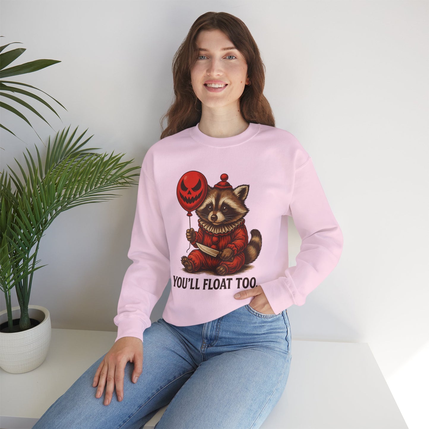 Creepy Clown Raccoon Halloween Sweatshirt