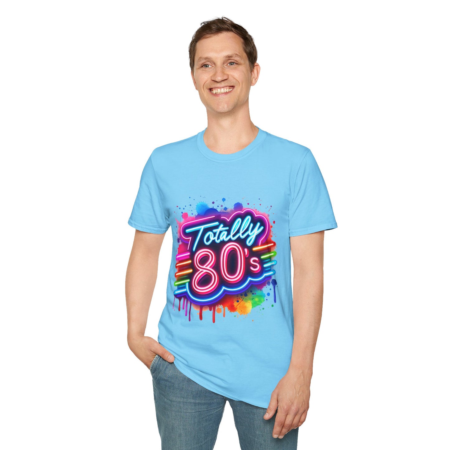 Totally 80s Unisex Softstyle T-Shirt – Retro Vintage Tee, Nostalgic Gift, Party Shirt, Perfect for 80s Theme Events, Festival Wear