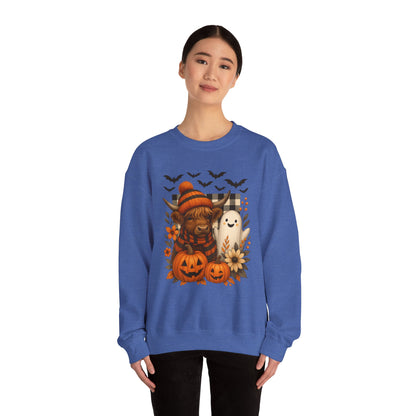 Happy Halloween Cow & Ghost Crewneck Sweatshirt
