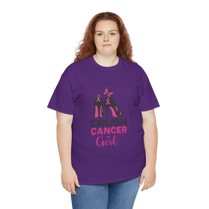 Crush Cancer Girl Tee: High Heels, Pink Ribbon, Hope