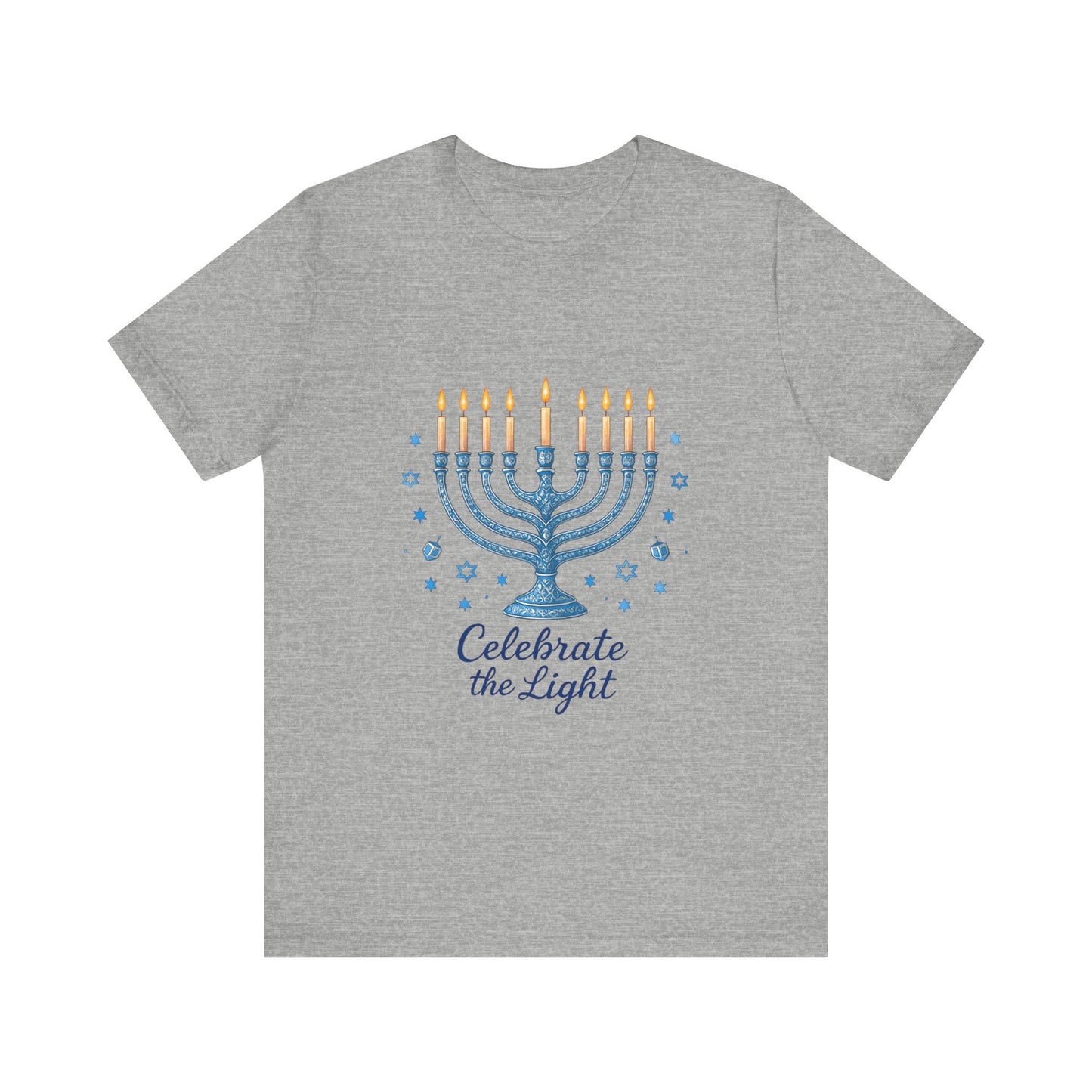 Hanukkah Menorah Tee — "Celebrate the Light" Holiday T‑Shirt
