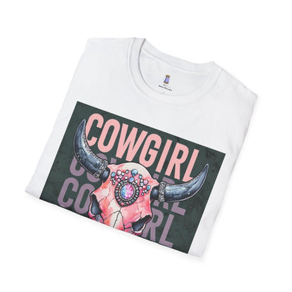 Cowgirl Skull Graphic T-Shirt, Western Fashion Tee, Unisex Cowboy Shirt, Boho Style Wear, Gift for Cowgirls, Casual Outing Top