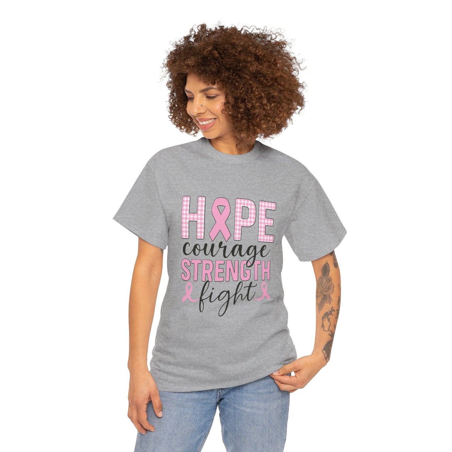 Hope, Courage & Strength Pink Ribbon Awareness Tee