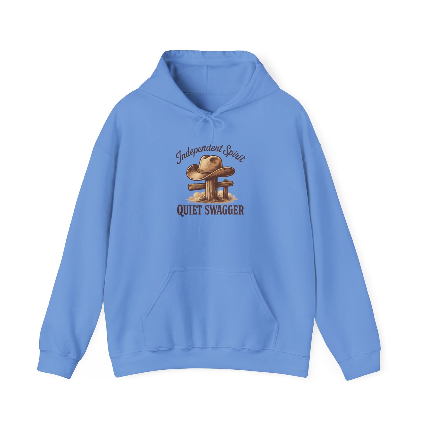 Quiet Swagger Hoodie – "Independent Spirit" Cowboy Hat Graphic Pullover